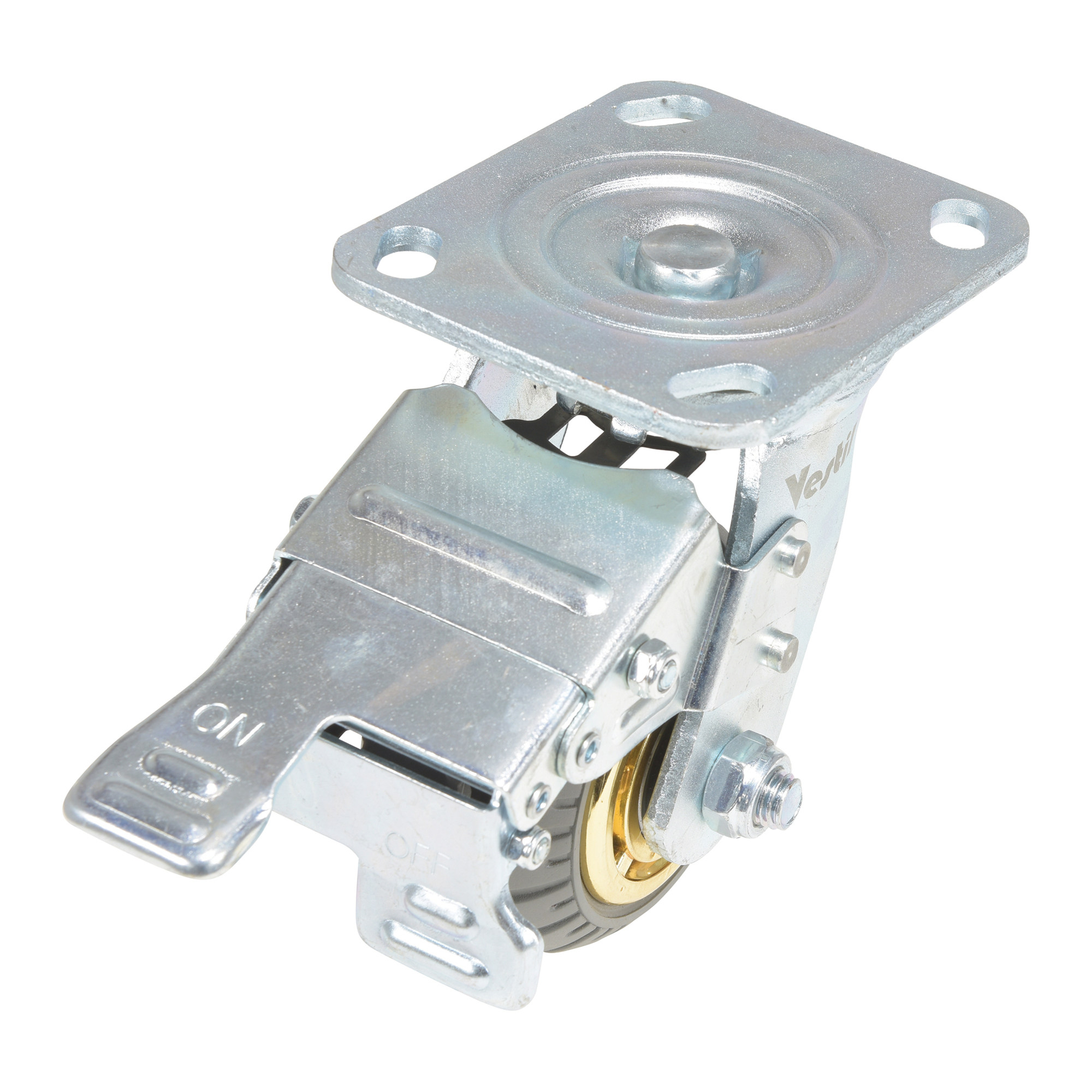 Vestil Flat-Free Rubber Caster - 4in. Diameter, Zinc Plated, Non-Marking, Model# CST-VE-4X2FF-SWTB